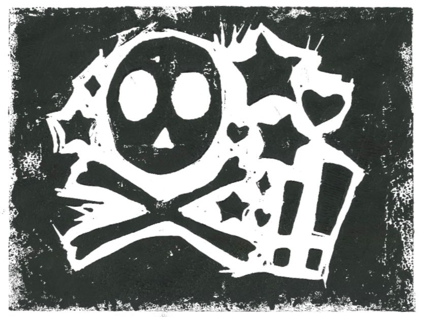 skull n stars lino print!