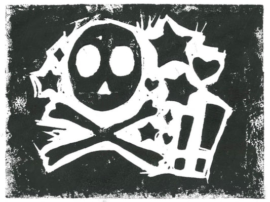 skull n stars lino print!